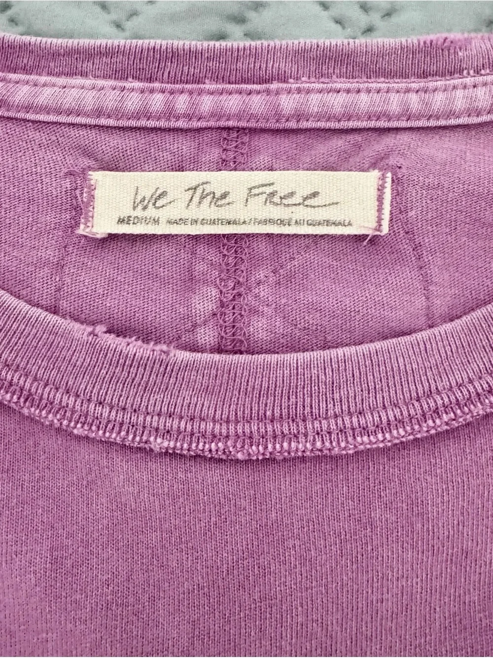 Free People We the Free Fade Into You Tee Cotton Pocket Long Sleeve Purple Pink